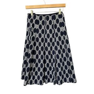 Jones New York Women's Navy Blue + White Celtic Knot Pleated Skirt Size 14W